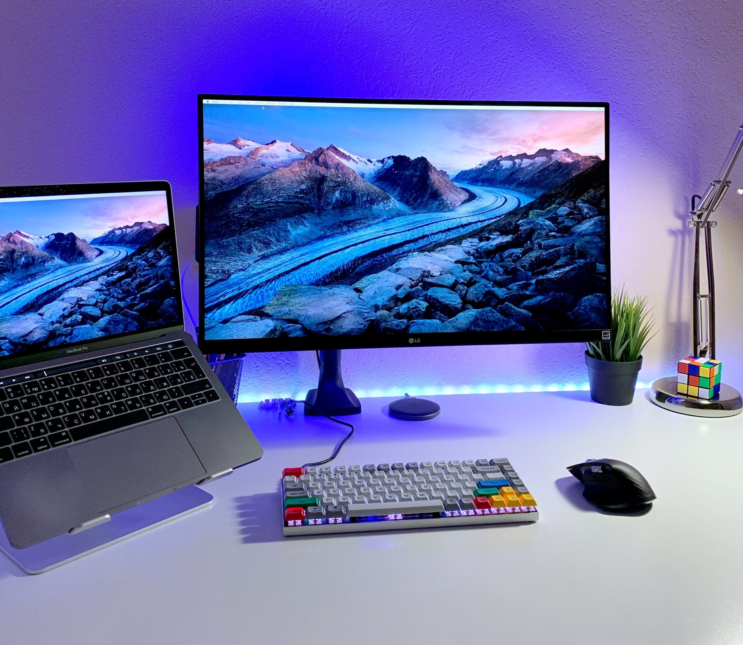 home office essentials - desk set-up with extra monitor