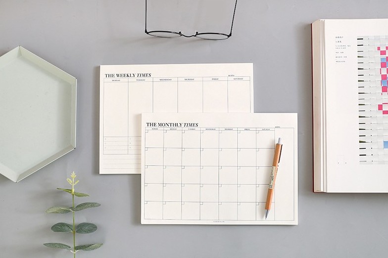 home office essentials - weekly and monthly planner